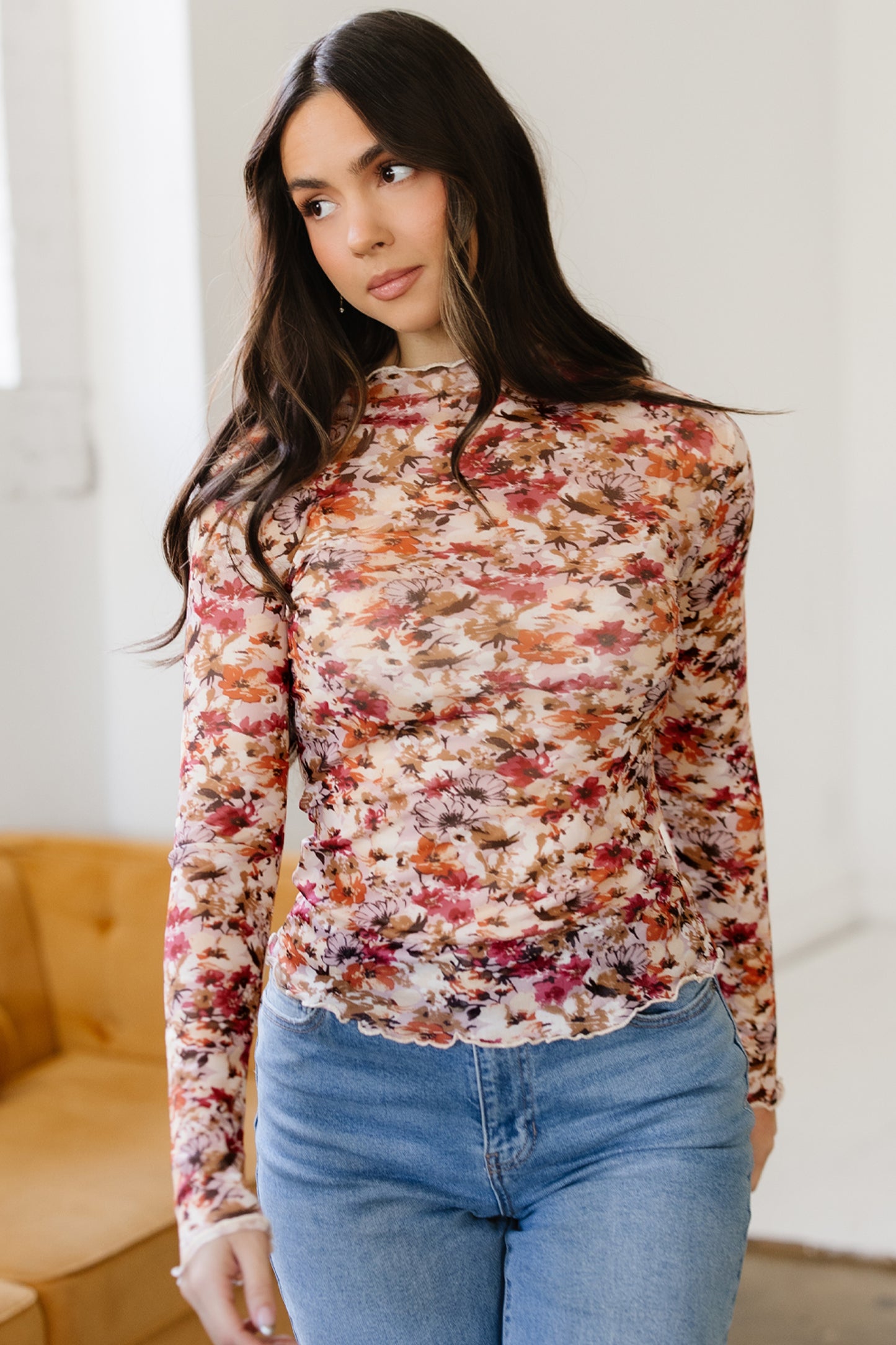 Stacey Floral Mesh Lace Top