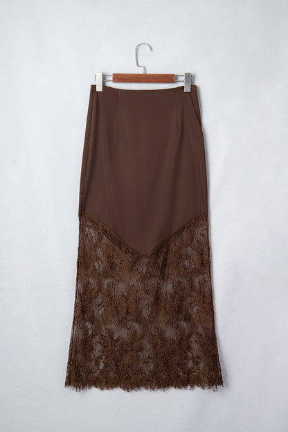 Alyssa Dark Brown Lace Skirt