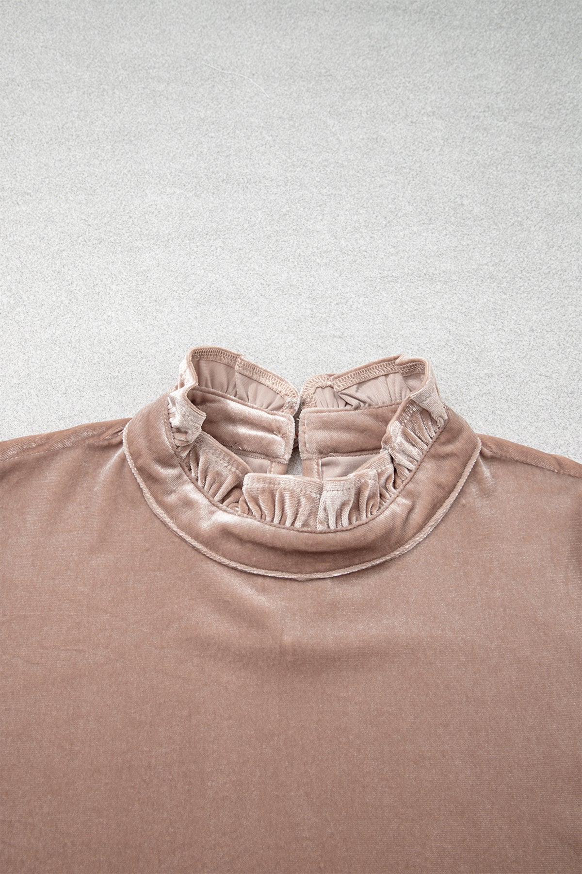 Miranda Frill Trim High Neck Velvet Top