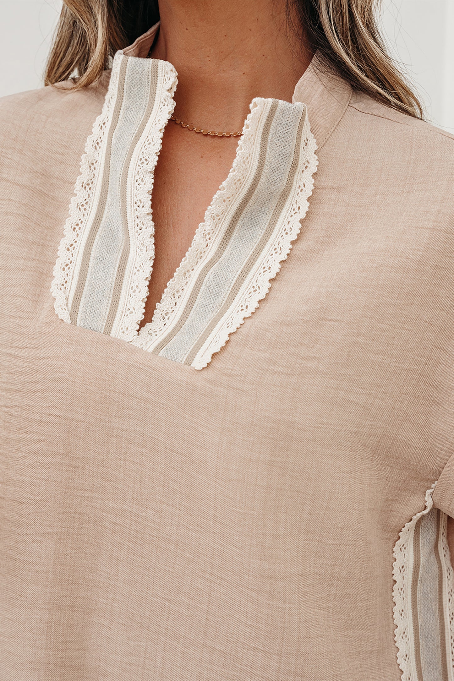 Serena Crochet Accent Summer Blouse