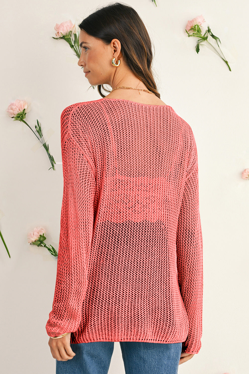 Lynne Crochet Drop Shoulder Sweater