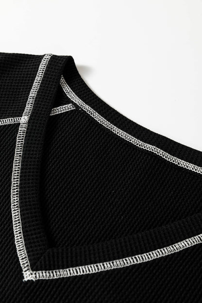 Mia Textured Contrast Trim Tee
