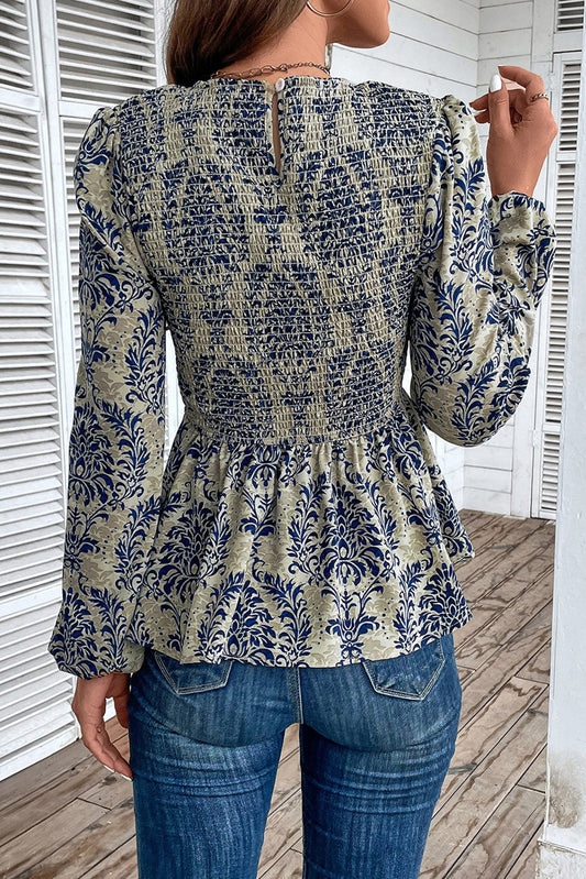 Cheyenne Smocked Peplum Blouse