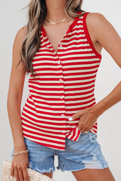 Dana Candy Striped Button Down Tank
