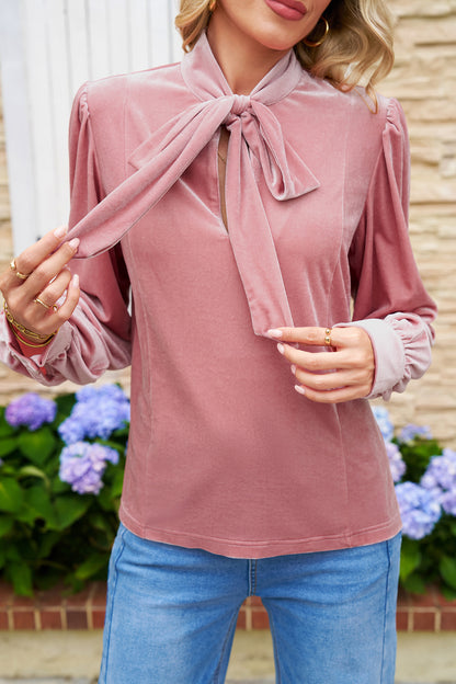 Sophie Velvet Ribbon Collar Blouse