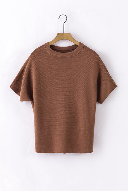 Dolman Mock Neck Short Sleeve Sweater