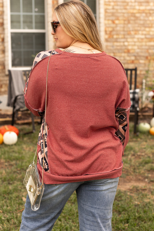 Curvy Aztec Patchwork Sweater