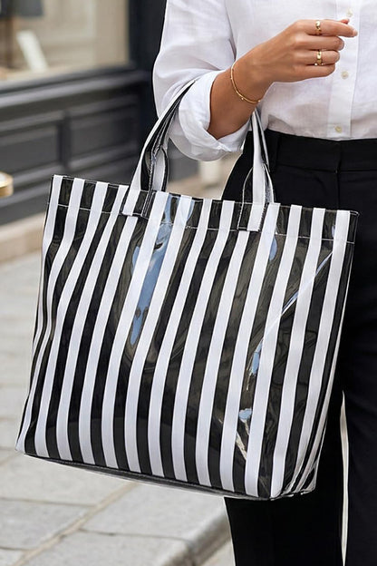 Glossy Summer Beach Vinyl Large Tote Bag