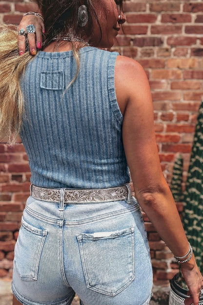 Sandy Mineral Wash Ribbed Tank Top