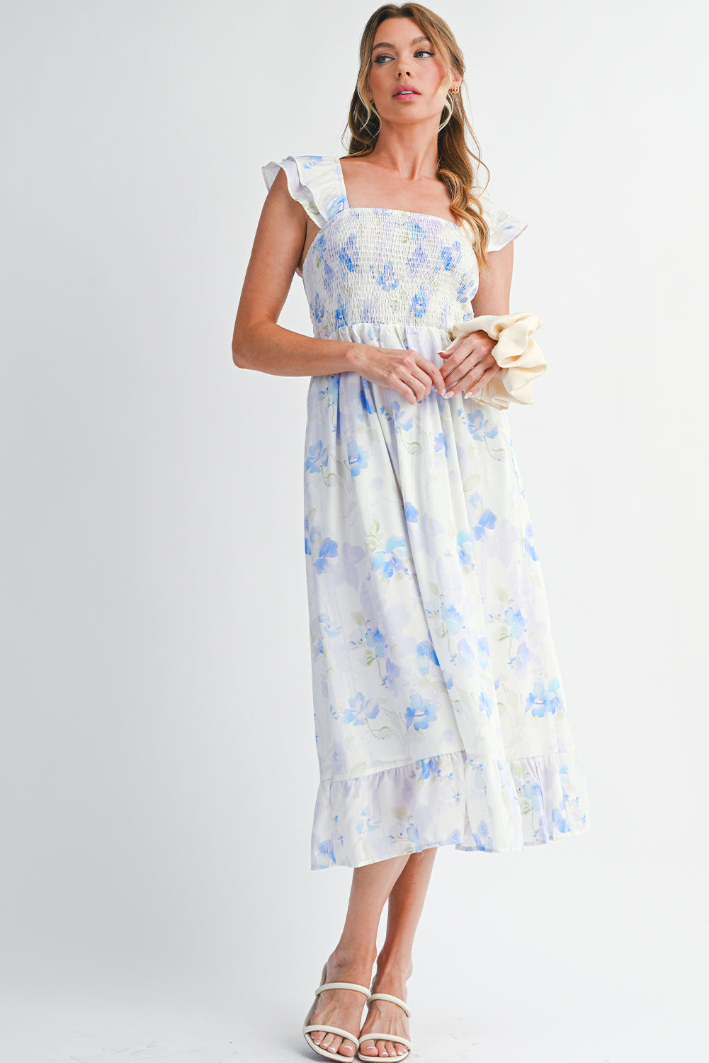 Argentina High Waisted Smocked Midi Dress