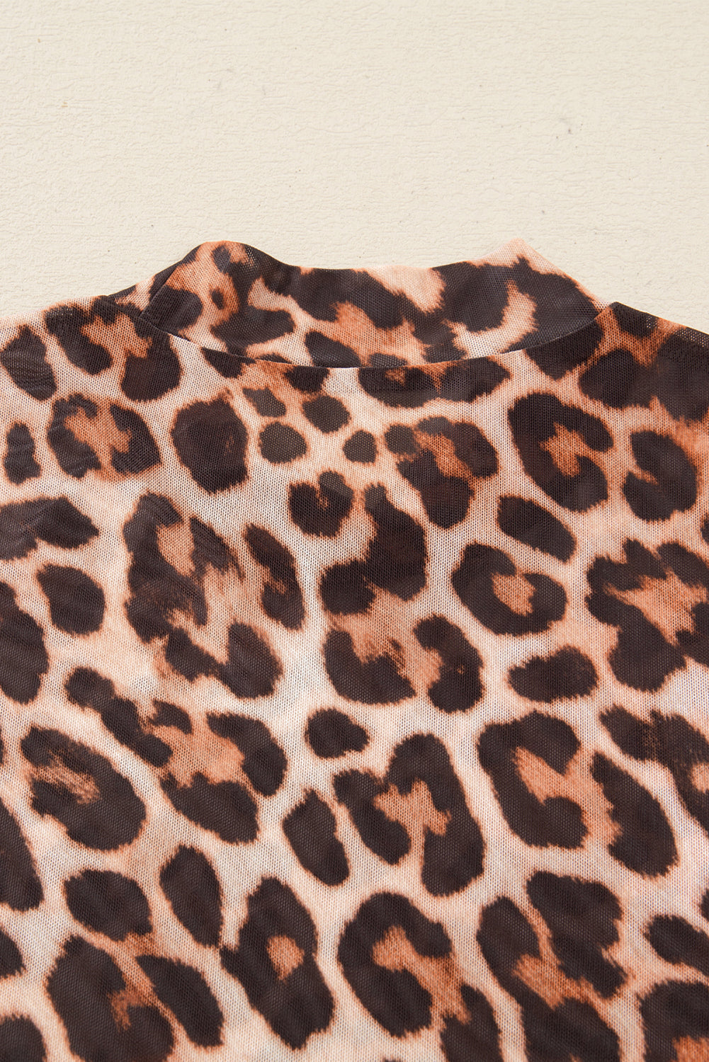 Safari Mock Neck Leopard Mesh Top