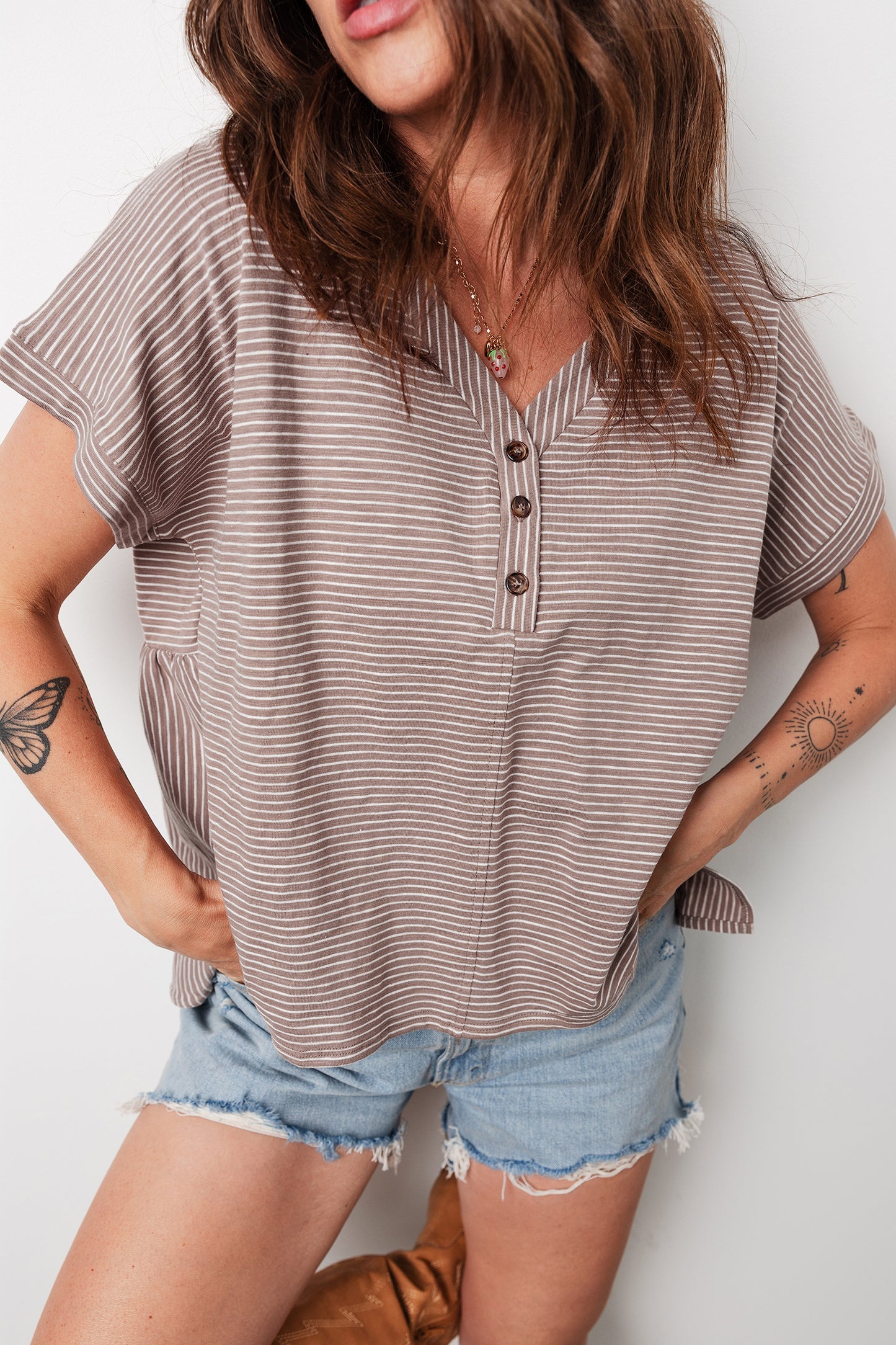 Hudson Stripe Buttoned Breezy Top