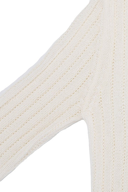 Ivory Ribbed V Neck Sweater