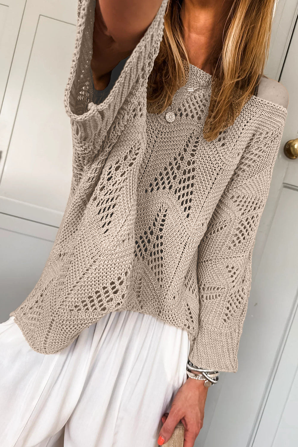 Angelina Crochet Half Sleeve Slouchy Sweater