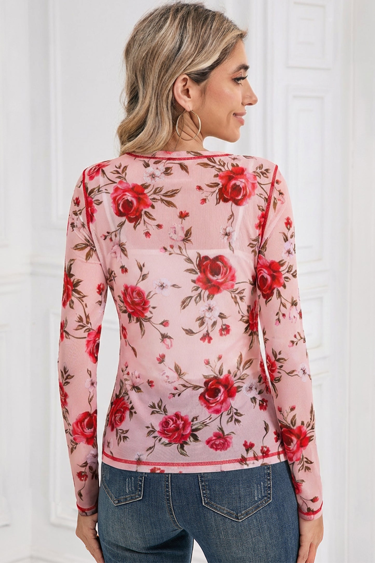 Donna Bouquet Mesh Long Sleeve