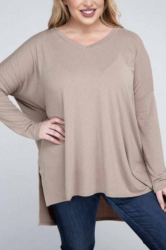 Curvy Ashley Loose Fitting Long Sleeve Top
