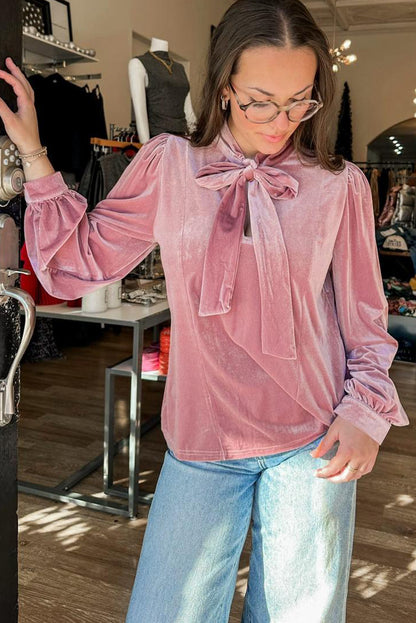 Sophie Velvet Ribbon Collar Blouse
