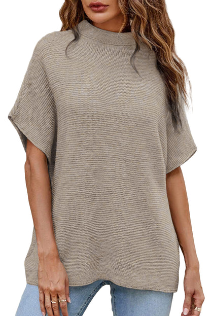 Dolman Mock Neck Short Sleeve Sweater