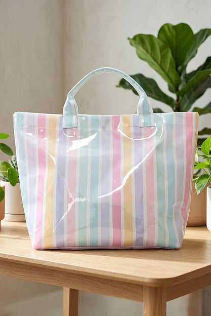 Glossy Summer Beach Vinyl Large Tote Bag