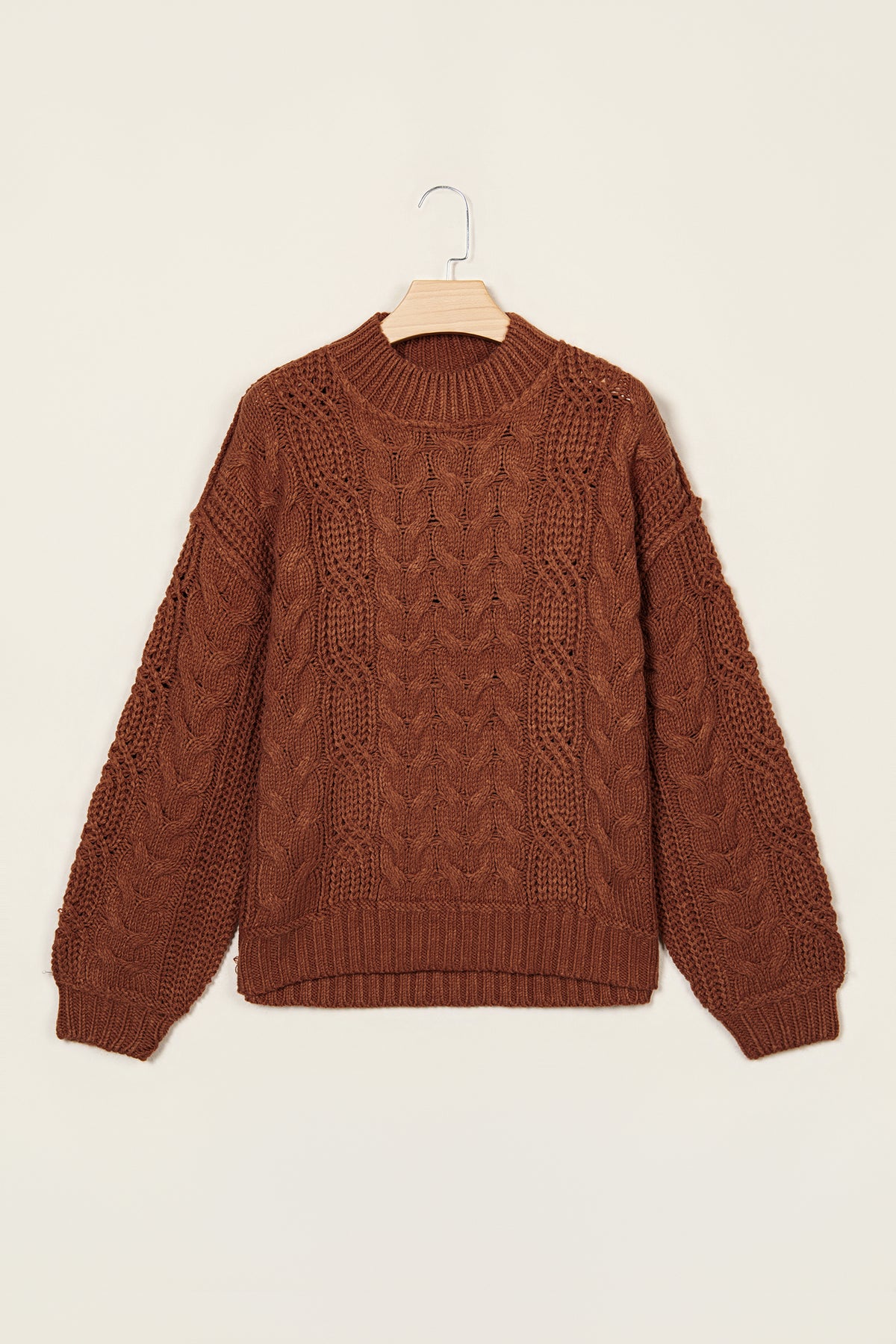 Coffee Chunky Cable Knit Sweater