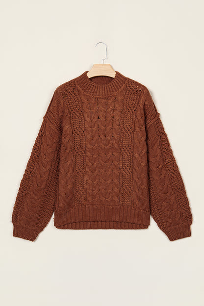 Coffee Chunky Cable Knit Sweater