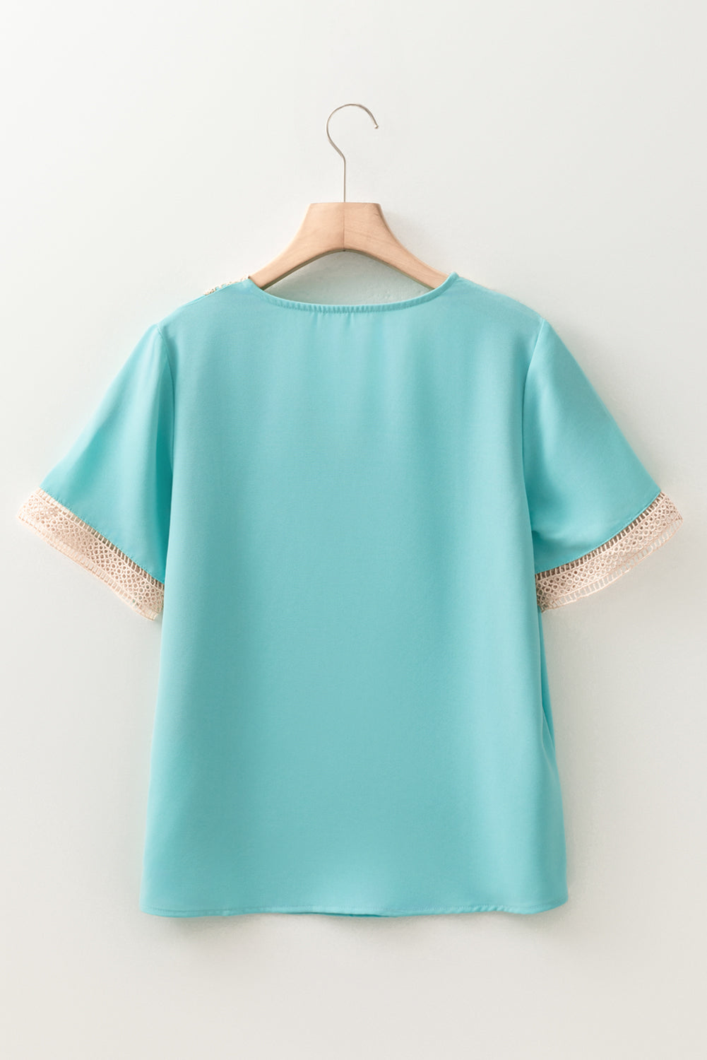 Shauna Lace Trim V Neck Short Sleeve Blouse