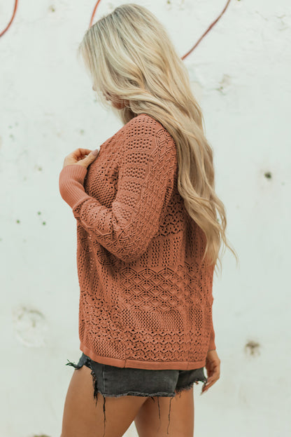 Charming Crochet Open Front Cardigan