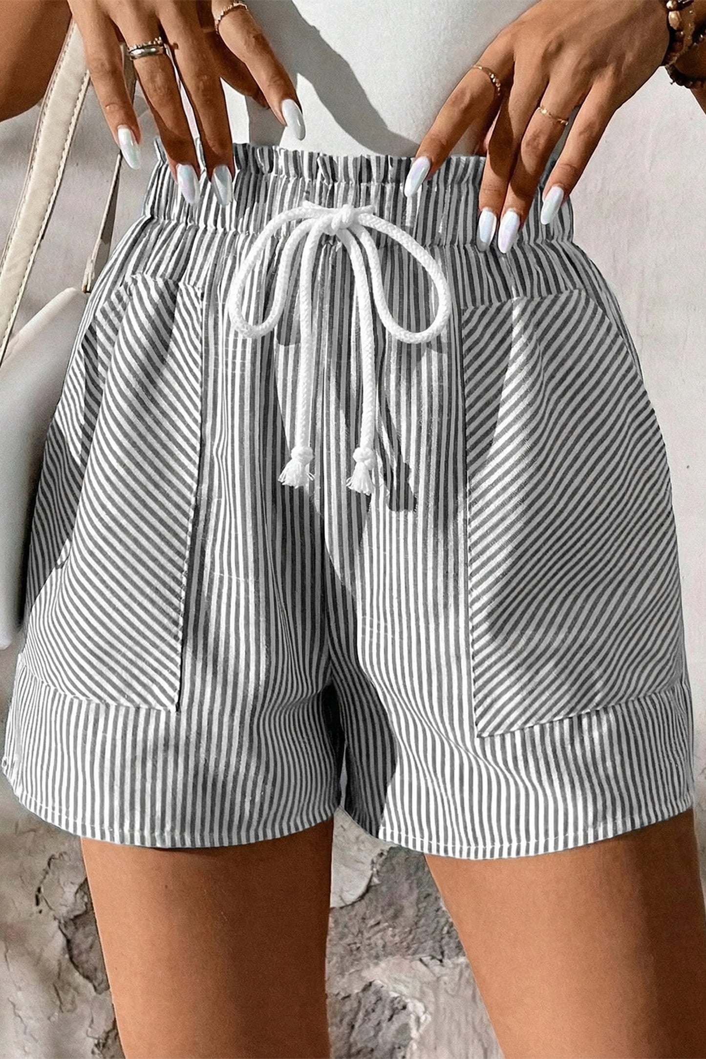 Riverfront Pinstripe Drawstring Shorts