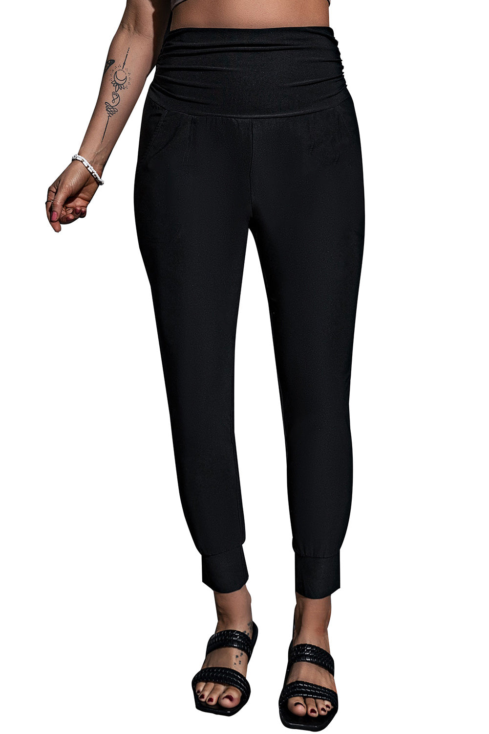 Pleated Waistband Jogger Leggings