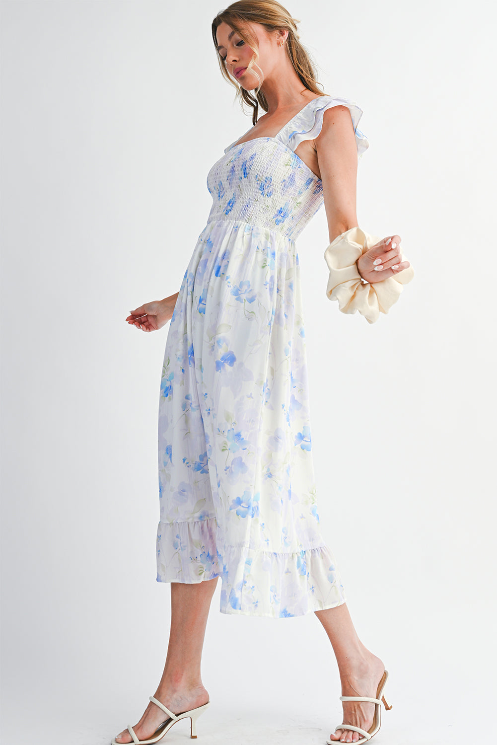 Argentina High Waisted Smocked Midi Dress