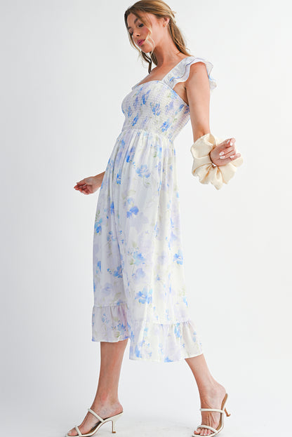 Argentina High Waisted Smocked Midi Dress