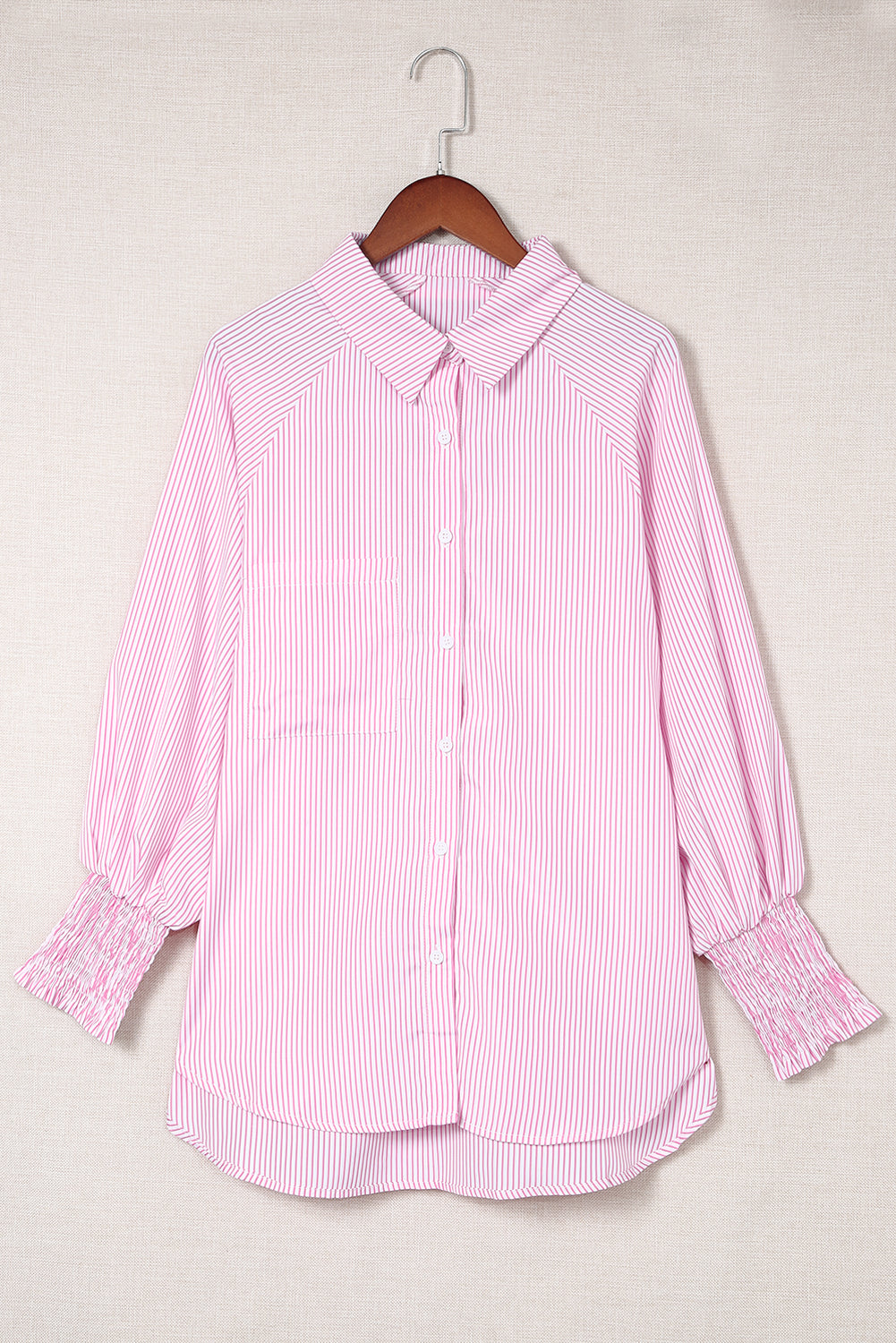 Sagamore Buttoned Striped Shirred Cuff Blouse