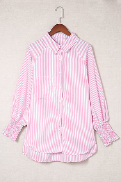 Sagamore Buttoned Striped Shirred Cuff Blouse