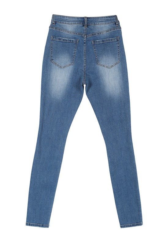 Medium Wash Distressed Skinny Jeans