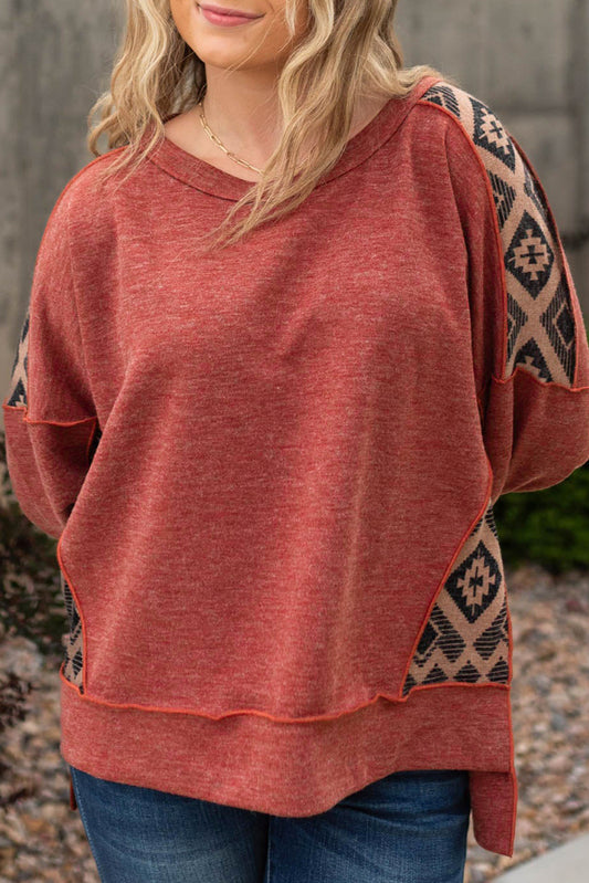 Curvy Aztec Patchwork Sweater