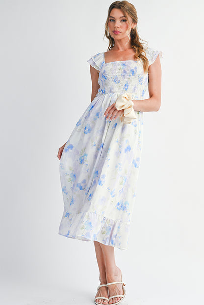Argentina High Waisted Smocked Midi Dress