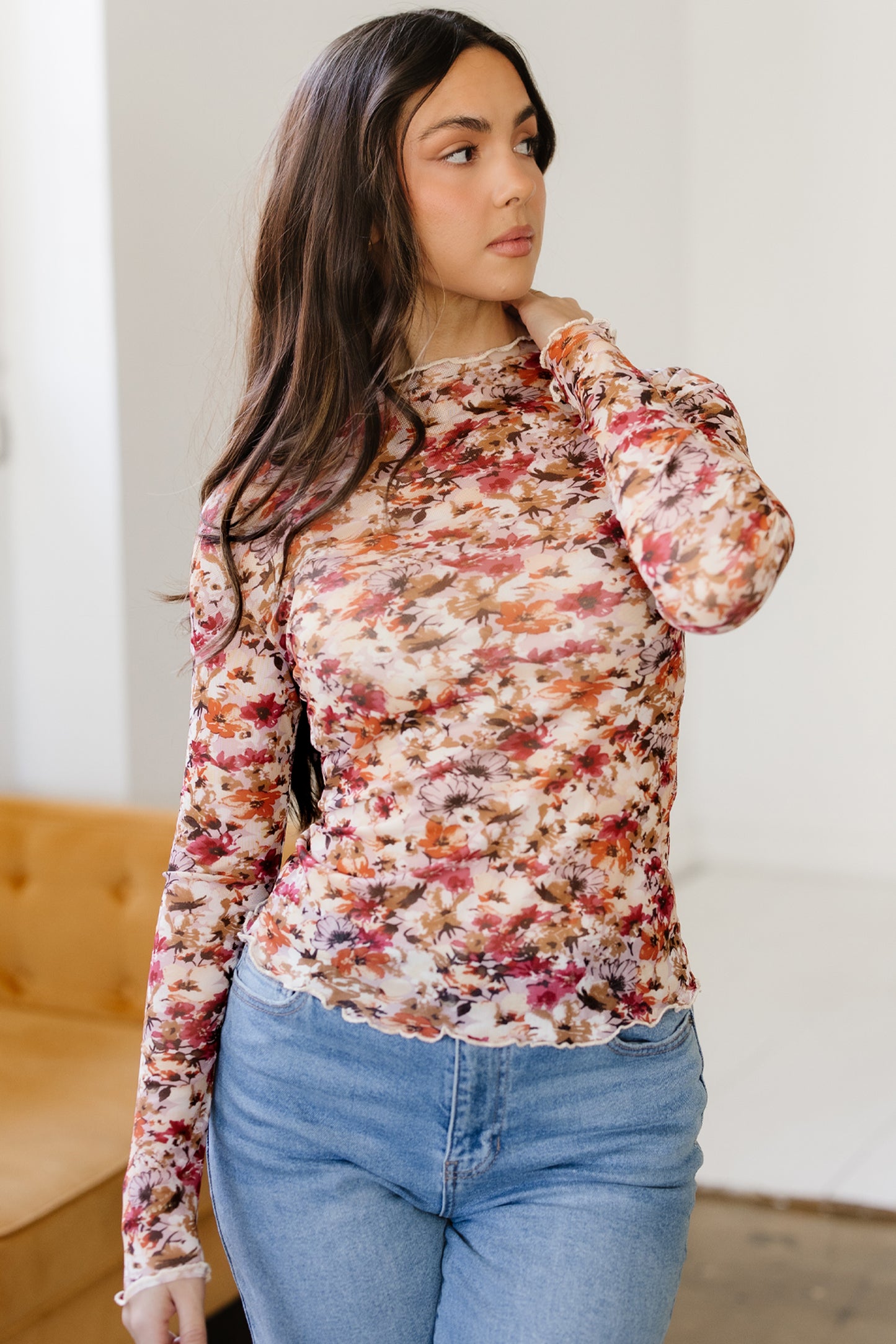 Stacey Floral Mesh Lace Top