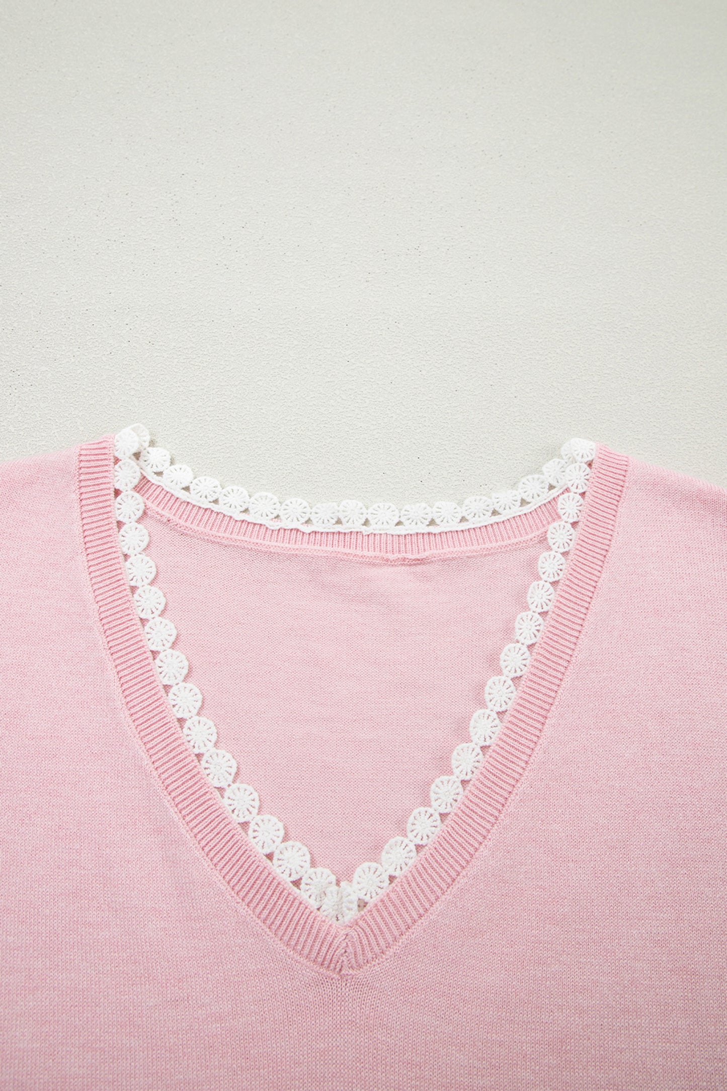 Carnation Pink Lace Detail Knit Top