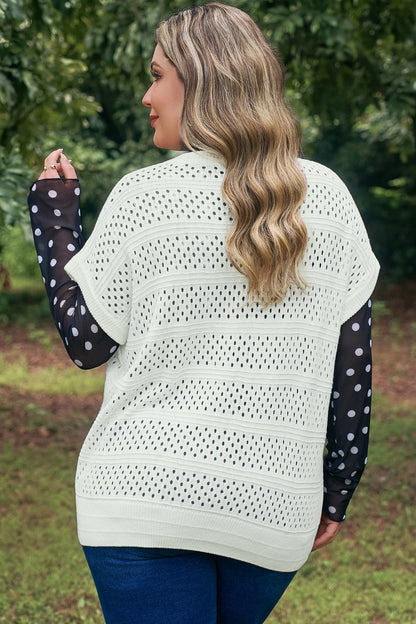 Curvy Justina Eyelet Knit Short Sleeve Top
