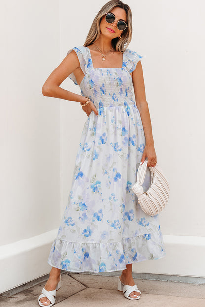 Argentina High Waisted Smocked Midi Dress