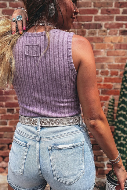 Sandy Mineral Wash Ribbed Tank Top