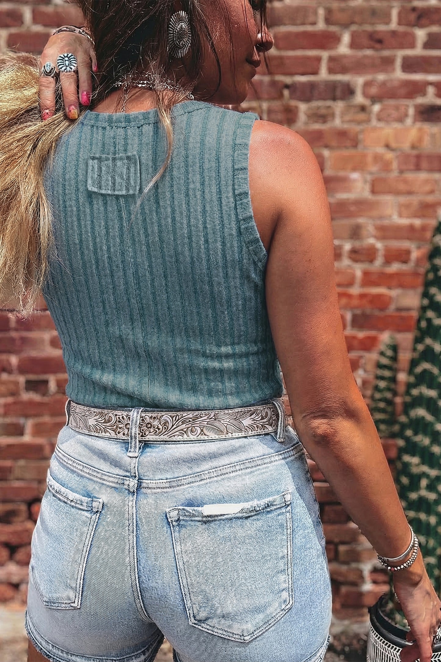 Sandy Mineral Wash Ribbed Tank Top