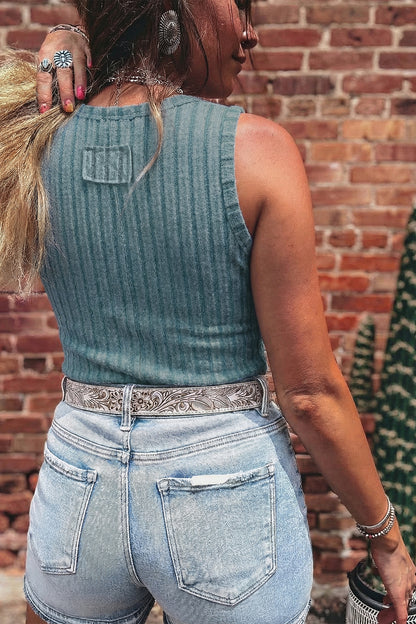 Sandy Mineral Wash Ribbed Tank Top