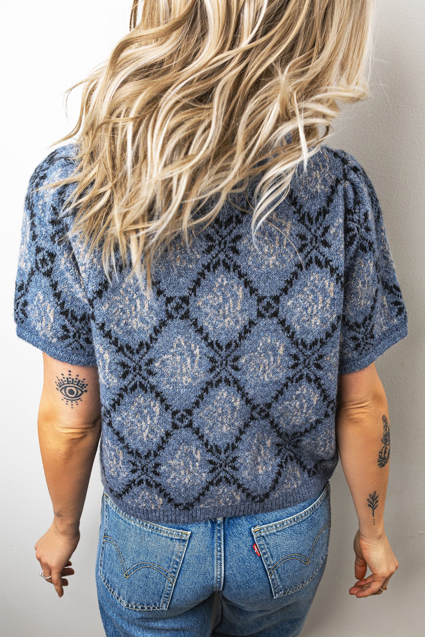 Modern Damask Print Button Down Cardigan