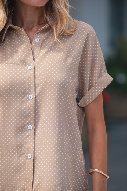 Dottie Cuffed Sleeve Button Down Blouse