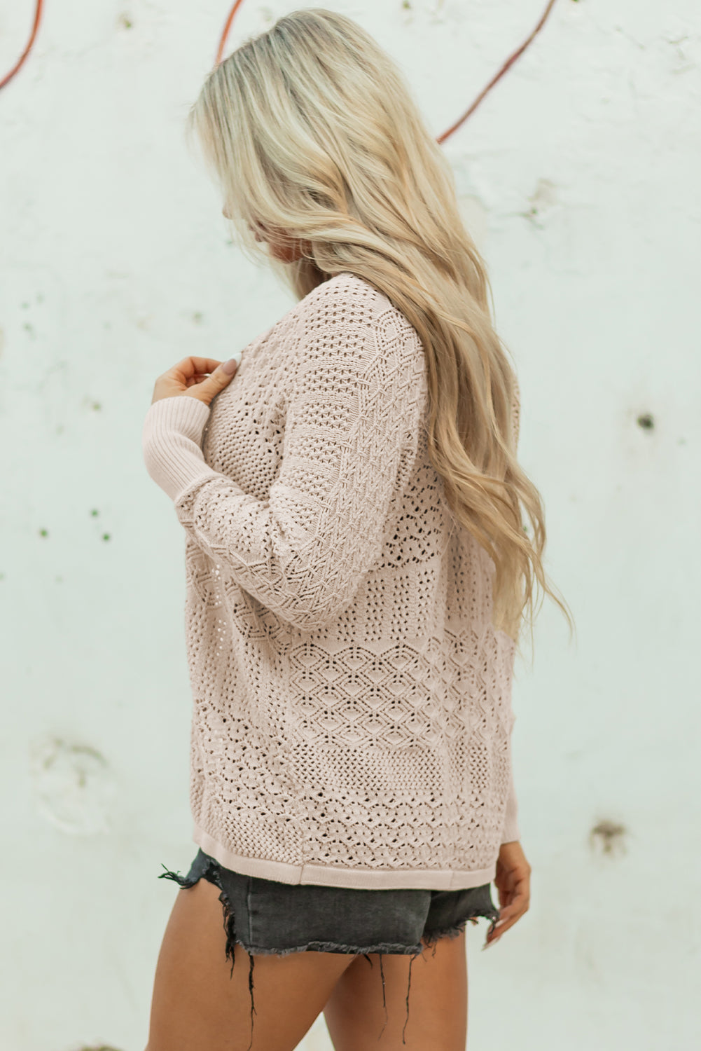 Charming Crochet Open Front Cardigan