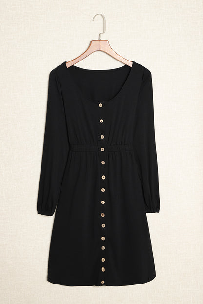 Belle Button Down Cinched Waist Long Sleeve Dress