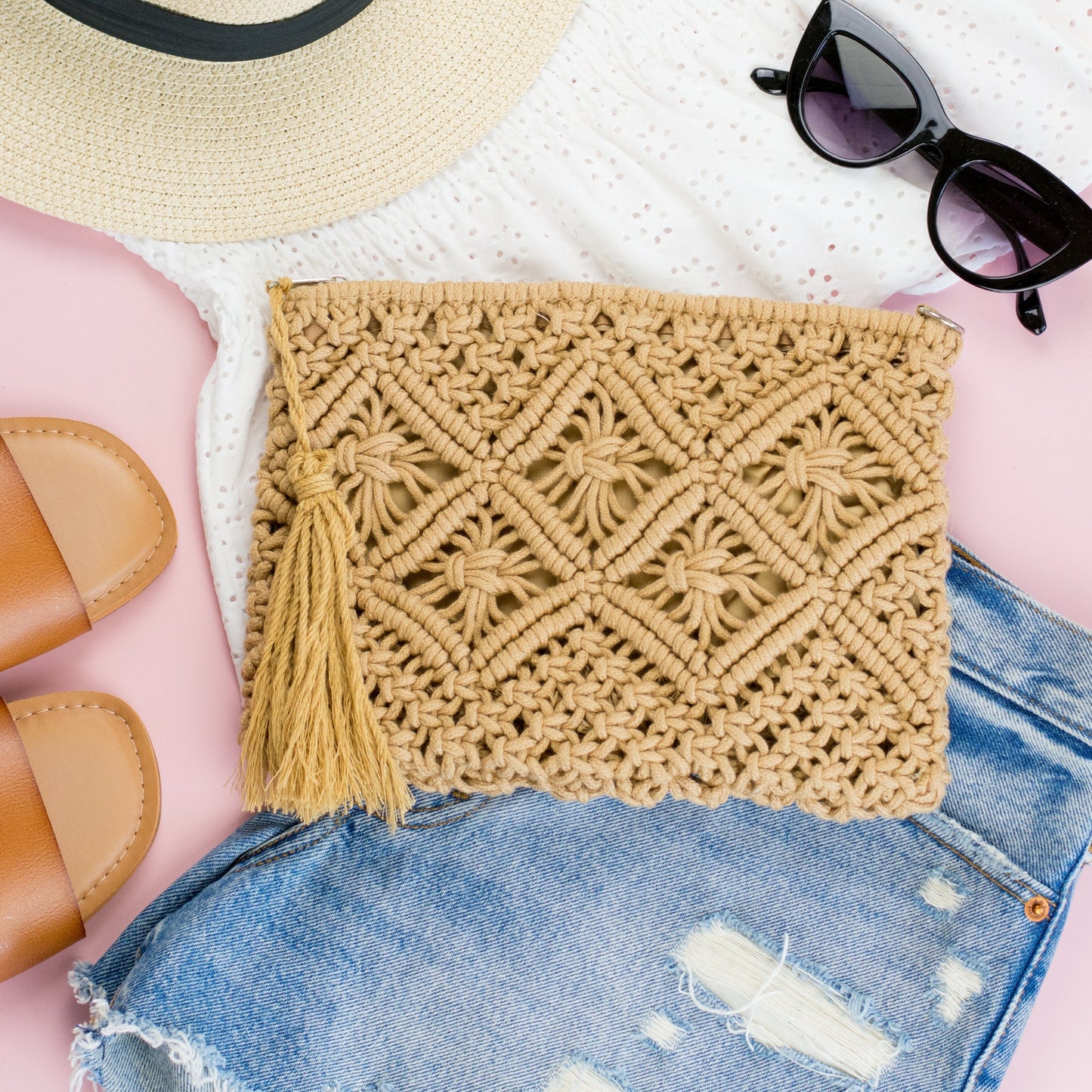 Darling Macrame Tassel Clutch