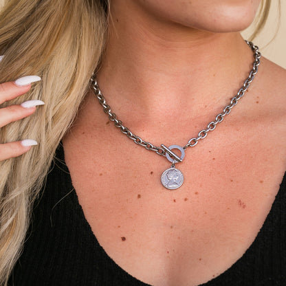 Currency Pendant Toggle Chain Necklace