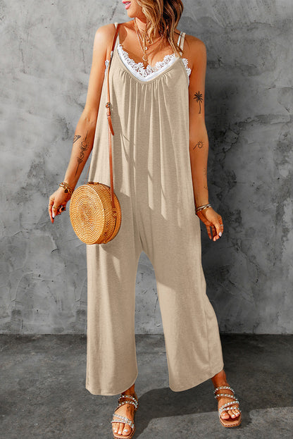 Jamie Natural Wide Leg Pocketed Jumpsuit
